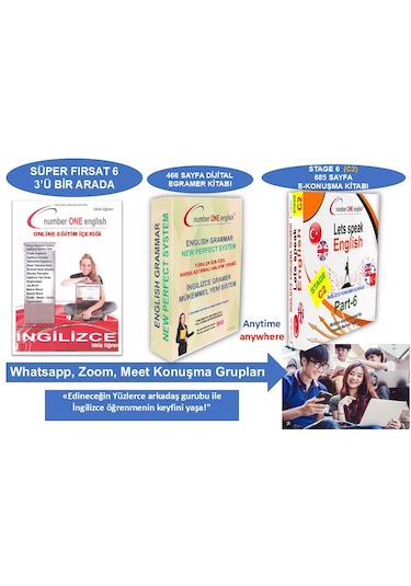 E-gramer Kitabı + A1 - Ekonuşma Rehberi - Online Eğitim + Konuşma Grubu