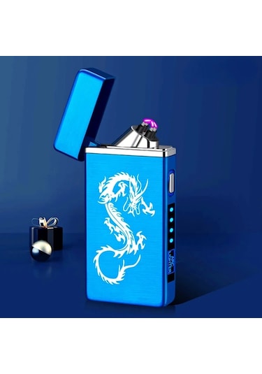 Techbloom Black Eagle Kişiselleştirilebilir Led Ekranlı Rüzgar Geçirmez Çift Arklı Alevsiz Usb Şarjlı Elektrikli Plazma Çakmak Mum İçin Altın