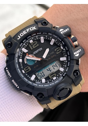 Joefox Digital Ve Analog 2 Yıl Garantili Kronmetre+takvim+alarm+aydınlatma Erkek Kol Saati Joe.bk13 Siyah