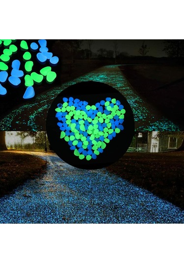 Xiyyadms 50 Adet Turuncu Işıklı Taş - Resin Yapımı Bahçe Akvaryum Dekoratif Fosforlu Çimen Taşları