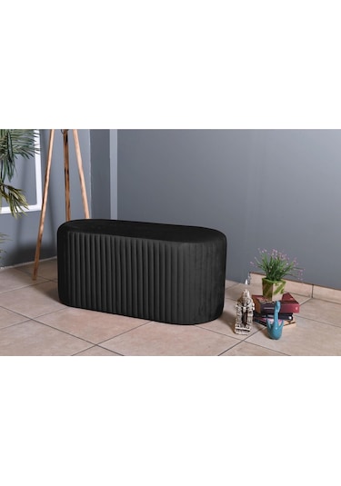 Velluto Lungo Puf-antrasit 90 Cm Kapitoneli Uzun&oval Puf&bench&koltuk&pofuduk Makyaj Puff