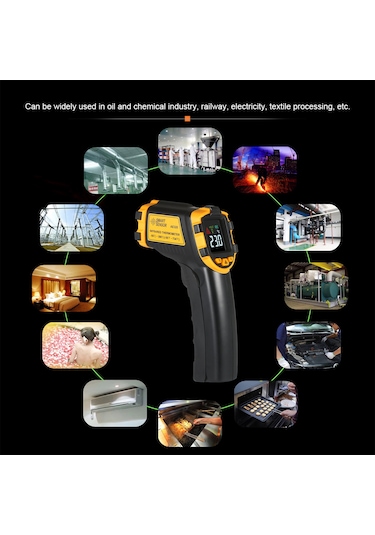 Xindoker Endüstriyel El Tipi Kızılötesi Sıcaklık Ölçer -50 390 C, Dokunmadan Hızlı Ölçüm, 12:1 Mesafe-oran, 500ms Yanıt Süresi, Pil Dahil Değil Ae320