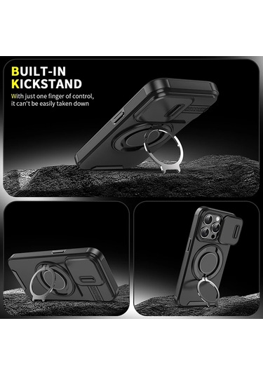 360 Dönen Gizli Metal Halka Araç Tutucu Yumuşak Tpu + Sert Pc Tampon Telefon Black Iphone11 Pro İçin 5.8 " Black