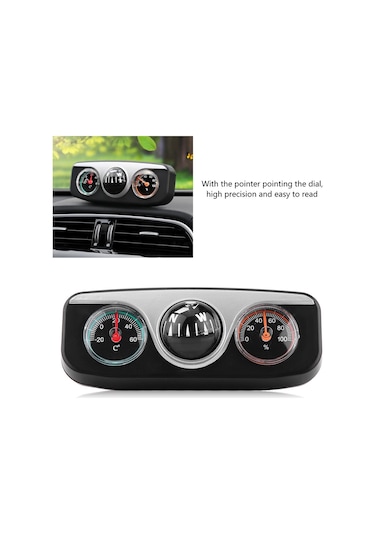 Geeroyoo Araç İçin 3'ü 1' Arayüzlü Konum Belirleyici: Pusula, Sicaklık Ve Nem Ölçer - Kolay Kurulumlu Dashboard Aracı