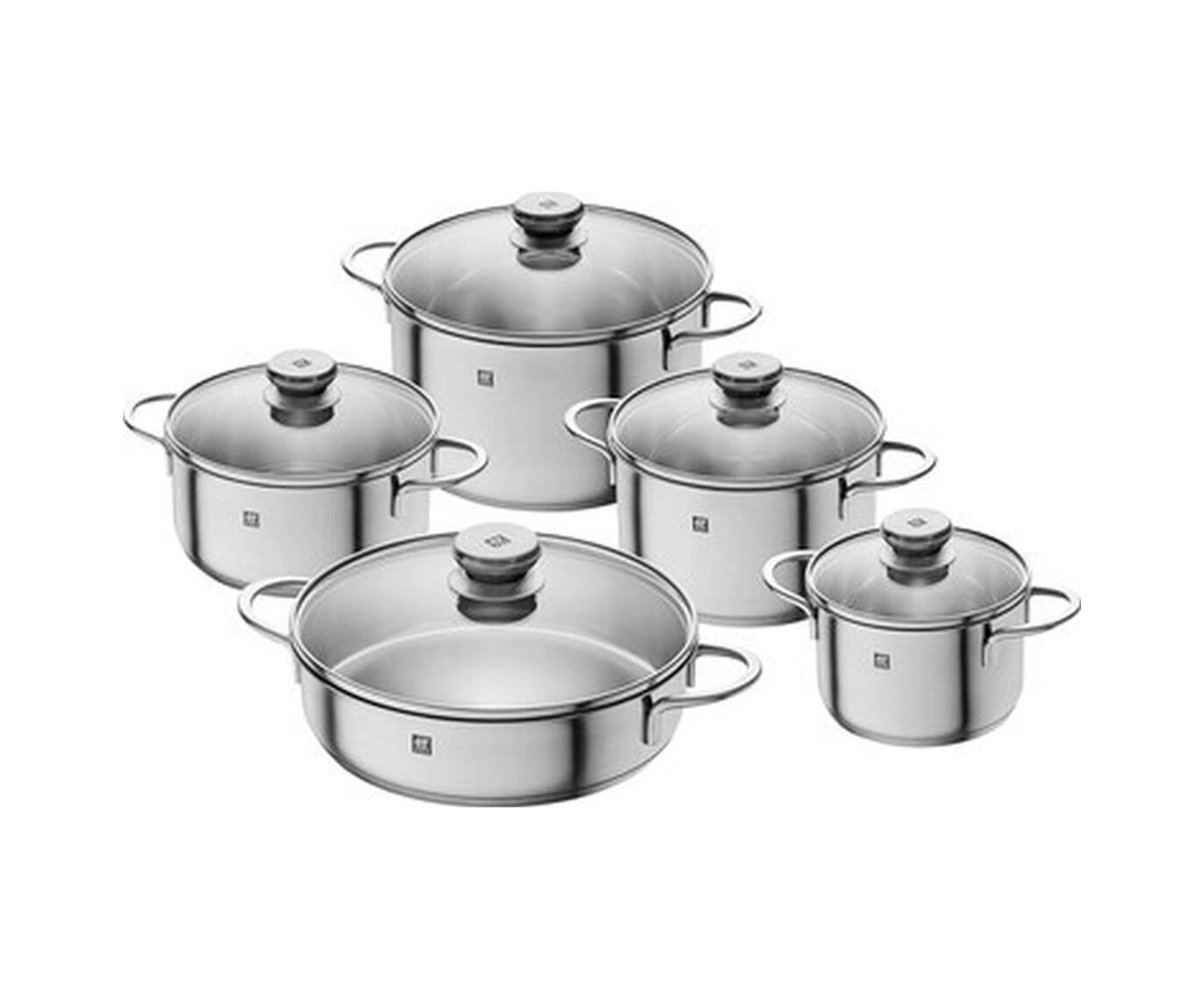 Zwilling 5 Parça Tencere Seti, Paslanmaz Çelik, 5 Parça, Gümüş Rengi-103855 Bakır - Siyah