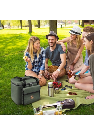 Ranyeek Balıkçılık Soğutucu Çanta - 600d Oxford Kumaş + Alüminyum Folyo, Yeşil, 24x17x18 Cm Küçük Boy Çok Renkli