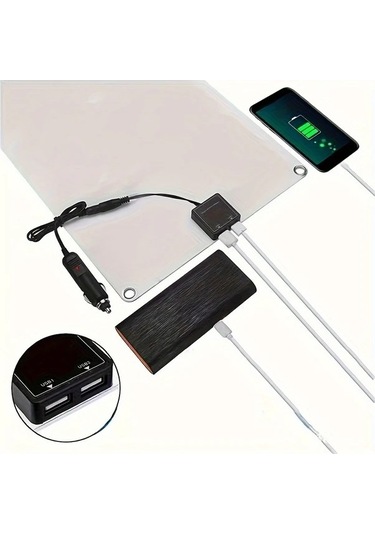 Besthome1 20 W Esnek Güneş Paneli Kiti Roy-1, Çift Usb Taşınabilir Şarj Cihazı, Cep Telefonu Şarj, Kamp, Karavan, Araba