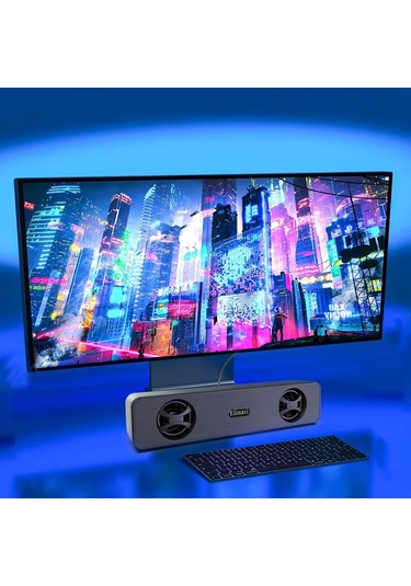 Primepickings Mikro Bilgisayar Hoparlörü Matte Black Kablolu Küçük Masaüstü Ses Sistemi