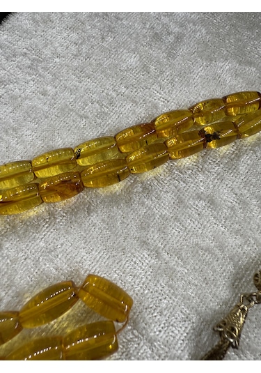 Damla Kehribar Gümüş Kozalı 13 Gram Tesbih Kaya Damla