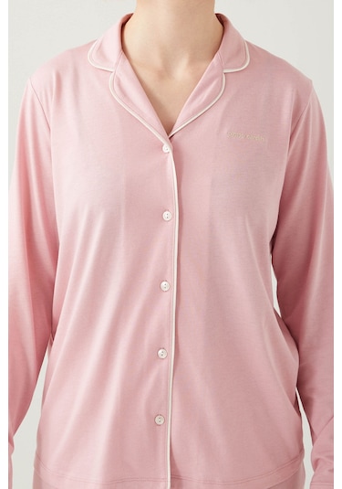 Pierre Cardin 7717 Gömlek Model Kadın Pijama Takım Gül Kurusu GÜL KURUSU
