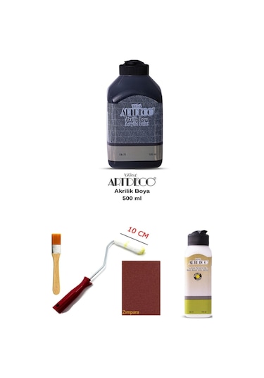 Artdeco Akrilik Boya 500 Ml Siyah Dolap Boyama Seti Mobilya Boyama Seti Parlak Vernik