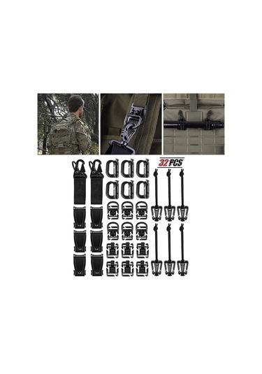 Suntek Dişli Klip Için Molle Sırt Çantası Molle Aksesuar Siyah