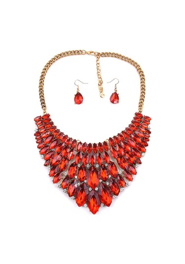 Yayın Aksesuarları, Moda Elmas Renkli Mücevher Kolye Küpe Seti, Aksesuarlar Siyah