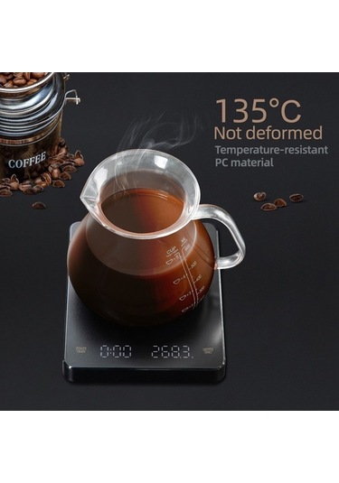 Createtech Profesyonel Kahve Terazisi: 0.1g Hassas, Zamanlayıcılı, Şarj Edilebilir, 3kg Kapasiteli Siyah Siyah
