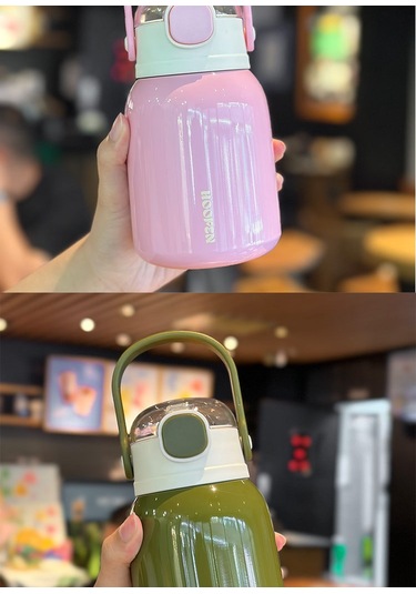 Jian Fan Paslanmaz Çelik Termos Fincan Saman Göbek Fincan Yil Yeşil