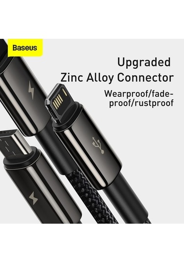 Pazly 1,5m 3,5a Baseus Camltwj-01 Usb 8 Pin + Usb-c + Mikro Usb Hızlı Şarj Veri Kablosu