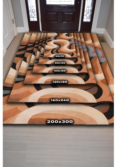 Homshtag Toprak Tonları, Soyut Salon Halısı,renk Geçişli Oturma Odası Halısı Çok Renkli