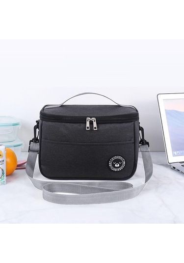 Siyah Piknik Yalıtımlı Öğle Yemeği Kutusu Taşınabilir Soğutmalı Çanta Büyük Kapasiteli Su Geçirmez Öğle Yemeği Çantası Piknik Çantası M Siyah