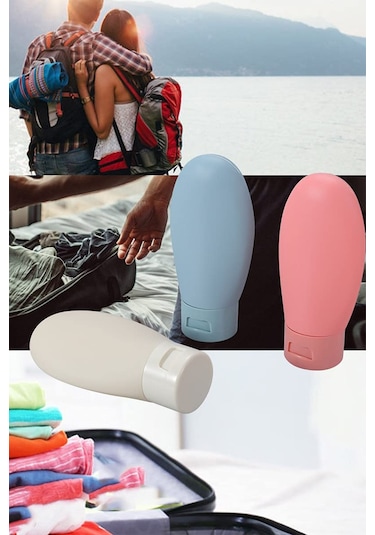 Doldurulabilir Şampuan Krem Saç Kremi Losyon Şişesi 3'lü Çantalı Çok Renkli