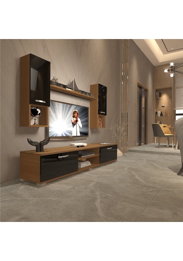 Decoraktiv Eko 5da Mdf Dvd Tv Ünitesi Tv Sehpası Ceviz - Siyah