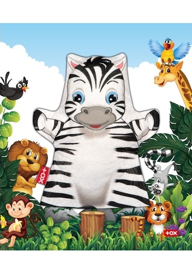 Tox T126 Zebra Vahşi Hayvanlar Keçe El Kukla Eğitici Oyuncak