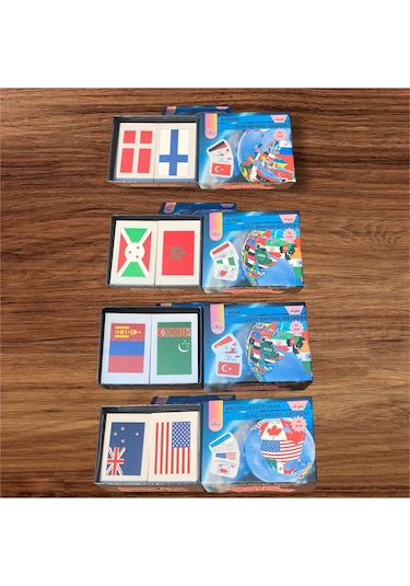 Tüm Dünya Ülkeleri-harita-bayrak-başkent Kartları-dörtlü Avantaj Set