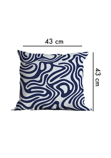 Belle Benoit Lacivert Beyaz Baskılı Runner & Koltuk Kırlent Kılıfı Lacivert - Beyaz