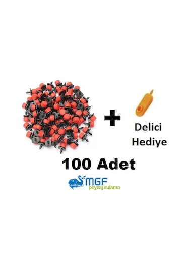 Kırmızı Debi Ayarlı Hat Üstü Damla Sulama Damlatıcı Meme