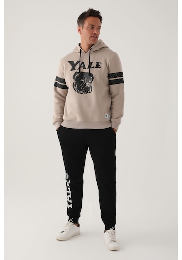 Yale Bej Kol Baskı Detay Erkek Sweatshirt Bej
