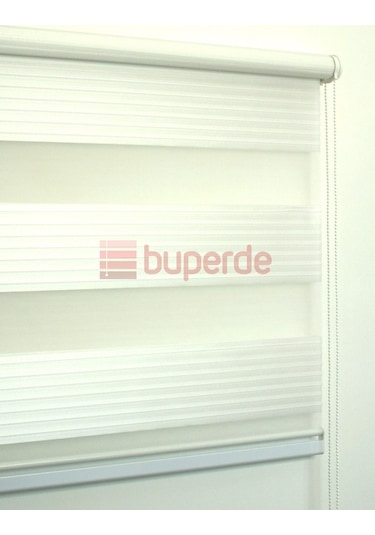 Buperde Beyaz Geniş Pilise Pliseli Zebra Stor Perde