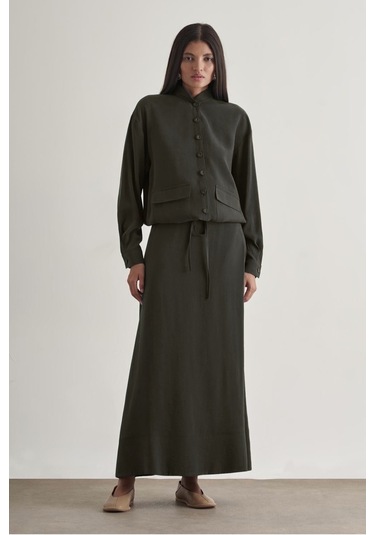 Mizalle Modal Karışımlı Antrasit Maksi Evaze Etek Antrasit