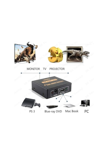 Hdmı Çoklayıcı 1 Giriş 2 Çıkış Uhd 4Kx2K 3D Hdmı Splitter