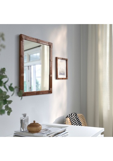 Duvar Aynası, Kahverengi, 47x62 Cm Açık Ceviz