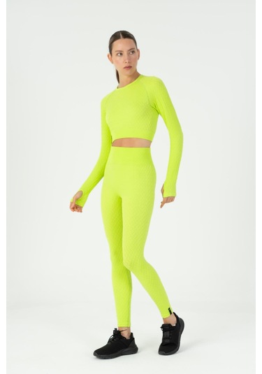 Maraton Active Slimfit Kadın Koşu Neon Yeşil Tayt 812093 Neon Yeşil