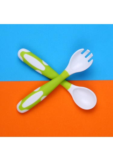 Moveevo Bebek Yeme Eğitimi Kaşığı Çatal Seti, Pp+tpe Malzeme, Saklama Kutusuyla, Yeşil Xls08 Çok Renkli