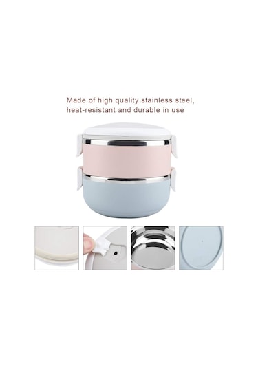 Yalıtımlı Öğle Yemeği Kutusu Taşınabilir Paslanmaz Çelik Yalıtımlı Öğle Yemeği Kutusu Öğle Yemeği Kutusu Gıda Kutusu 2 Katlı Çok Renkli