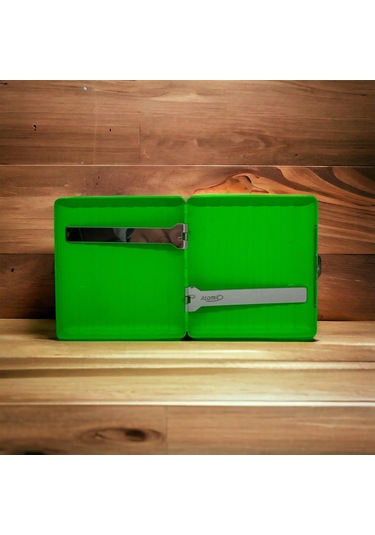 Bavul Desen Metal Kısa Sigara Tabakası 18li Yeşil