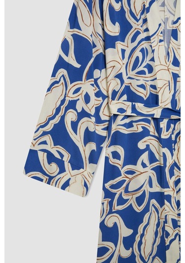 Defacto Relax Fit Desenli Uzun Viskon Kimono C9688AX24SMNV31 Lacivert