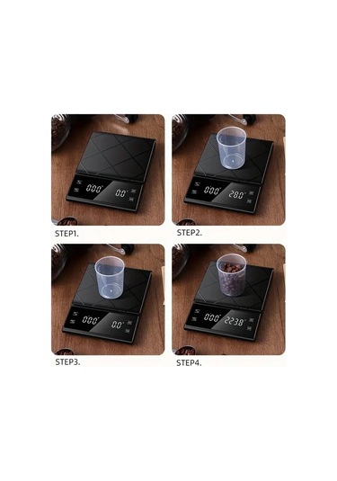 3kg/0.1g Hassas Mutfak Terazisi, Zamanlayıcılı-fırınlama, Siyah