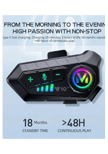 Vothoon Y10 2x Motosiklet Kask Intercom Siyah