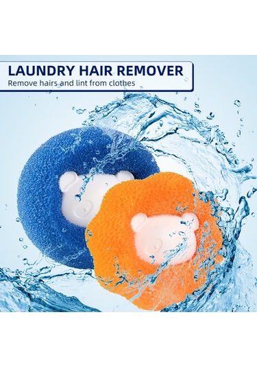 Symbee "6'lı Çamaşır Topu - Kıyafetlerden Tüy Ve Kılları Temizler, Makinede Kullanım Kolay" Mavi - Turuncu