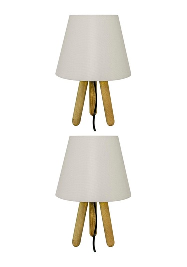 2'li Krem Tripod Abajur Bej