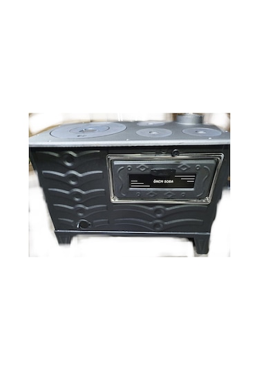 Önem Mat siyah kuzine kovalı uyuyan odun kömür sobası fırınlı