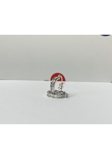 Silver Point Baget Taşlı Halka Gümüş Küpe