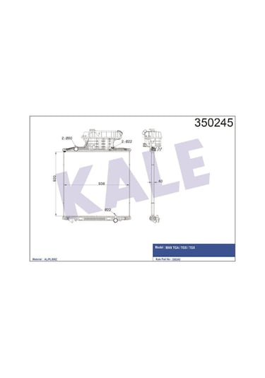 KALE OTO Radyatör 350245 Radyatör Al/Brz Man Tga-Tgs-Tgx Çerçevesiz Mt 920×920×40