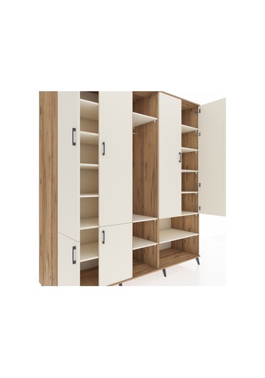 Kronos Dolap 15 Raflı 5 Kapaklı Tek Askılı 220x59x243 Çam-aytaşı/aytaşı Aytası/aytası