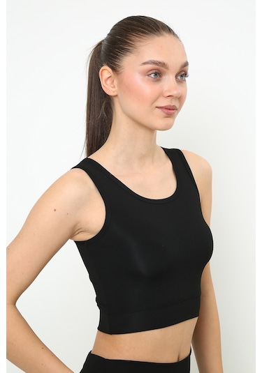 Askılı Body Crop Top Üst - Siyah Siyah