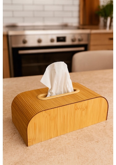 Ahşap Dikdörtgen Peçetelik Doğal Ahşap Desenli Dekoratif Mendil Kutusu Ams1118 Ahşap