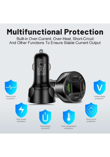 Zuidid Zd66w Dijital Ekranlı 2 Usb + 2 Type C Hızlı Araç Şarjı