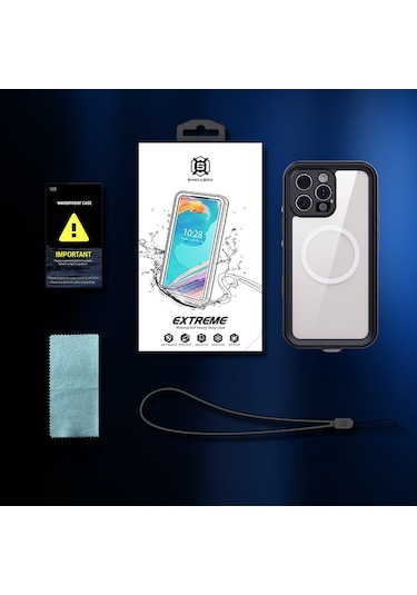 Apple Uyumlu iPhone 16 Pro Max Kılıf 360 Koruma Su Geçirmez Toz Geçirmez Magsafe Wireless Kapak Su Siyah